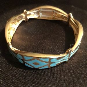 Turquoise and Gold enamel stretch bracelet